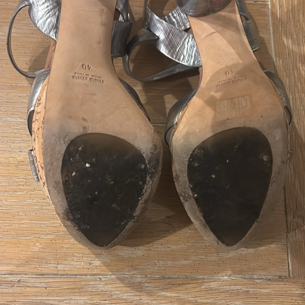 Silver And Cork Miu Miu Heels - image 5